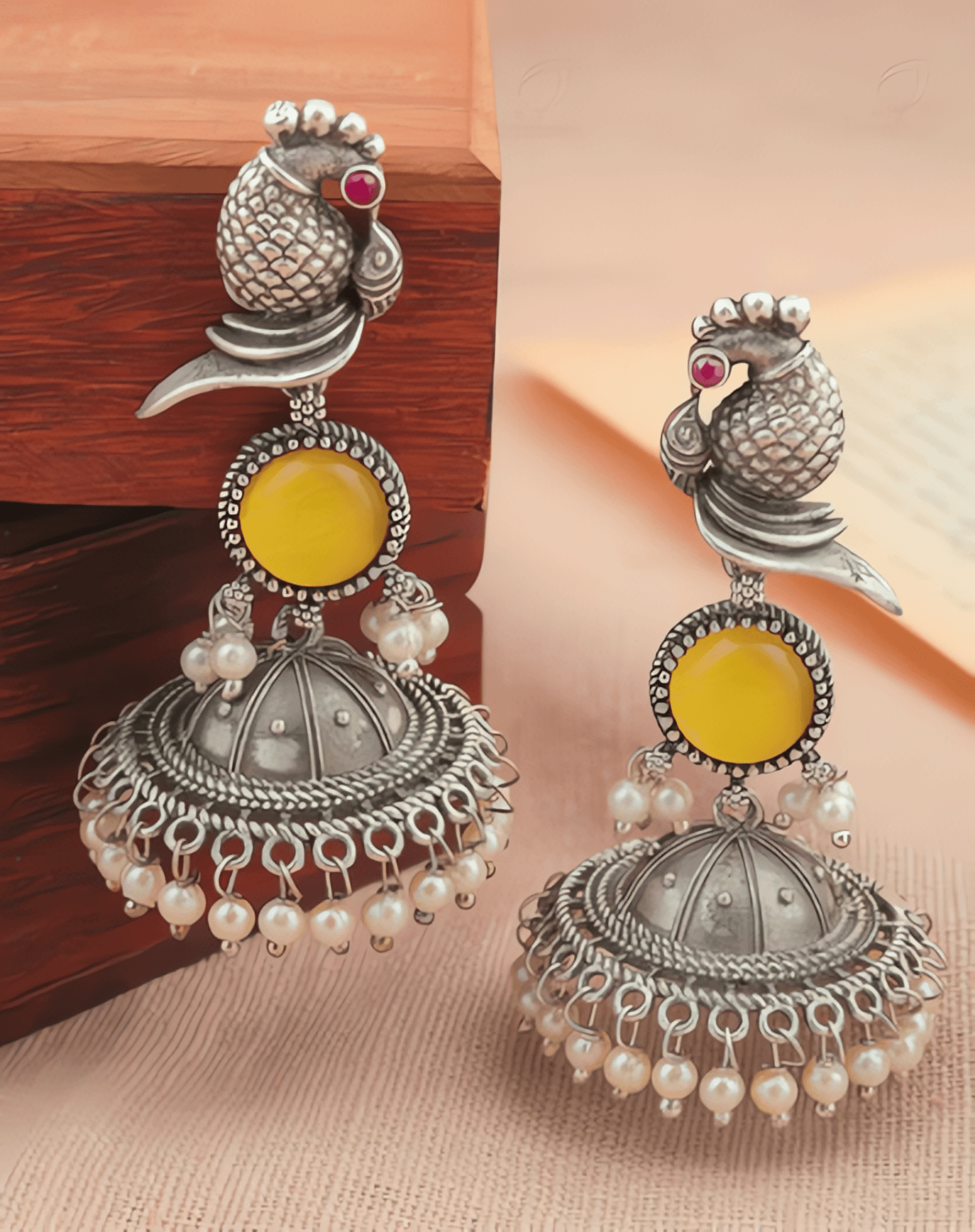 Pihu Jhumka Earrings in Yellow